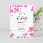 Roze & Witte Stipbel Bubbels OH BABY Feestje Kaart (Staand voorkant)