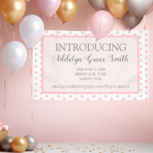Roze Witte Stippen Baby Meisje Shower Introductie Spandoek