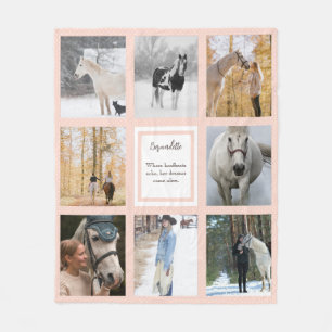 Roze witte Stippen Paardenfoto's Paardenboomgaard Fleece Deken