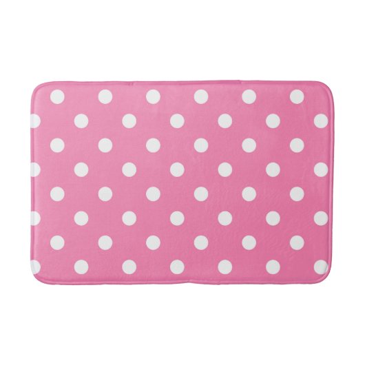 Roze & Witte Stippen Stip Badmat (Voorkant)