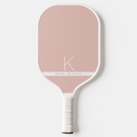 Roze witte streep Eenvoudig modern monogram Pickleball Paddle (Achterkant)
