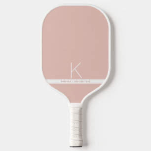 Roze witte streep Eenvoudig modern monogram Pickleball Paddle