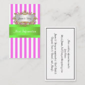 Roze witte streep, lime groen lint informatiekaartje (Voorkant / Achterkant)