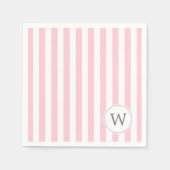 Roze Witte Streep monogram baby shower decor Servet (Voorkant)