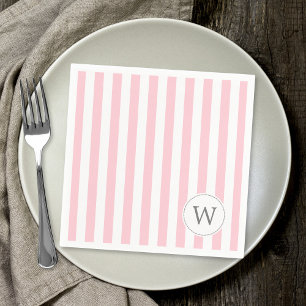 Roze witte strepe monogram baby shower decor servet