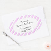 Roze witte strepen Aangepaste zeep of Recipe Stick Ovale Sticker (Envelop)