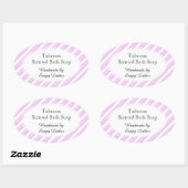 Roze witte strepen Aangepaste zeep of Recipe Stick Ovale Sticker (Vel)