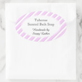 Roze witte strepen Aangepaste zeep of Recipe Stick Ovale Sticker (Tas)