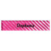 Roze witte strepen Art Aangepaste naam Cute Gift F Naambordje (Voorkant)