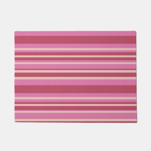 Roze, witte strepen deurmat (Voorkant)