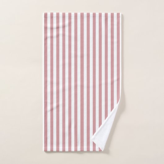 Roze, witte strepen en mosterd roos bad handdoek (Handdoek)