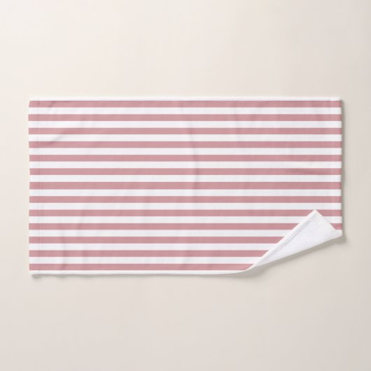 Roze, witte strepen en mosterd roos bad handdoek (Handdoek)