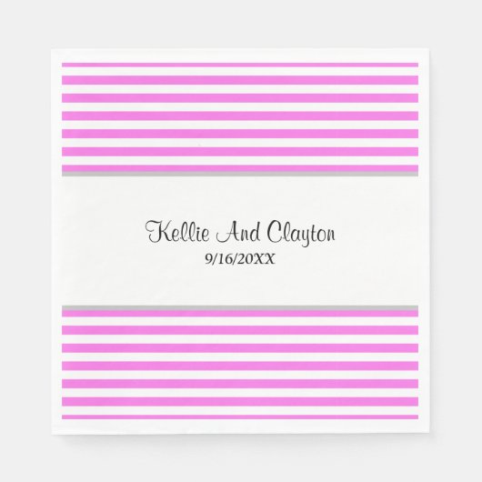 Roze/Witte Strepen Huwelijksservetten Servet (Voorkant)