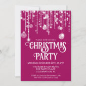 Roze Witte String Lights Kerstfeest Kaart (Voorkant)