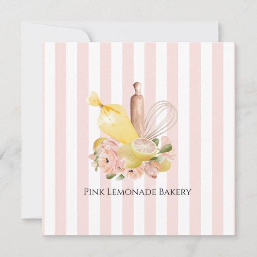 Roze witte stripe bakkerij Hartelijk dank Bedankkaart (Voorkant)