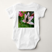 Roze Witte Tijger Lilly Bloem Blauwe Vlinder Naam Romper (Achterkant)