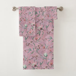Roze & Witte Tulpen Anemonen Patroon Bad Handdoek