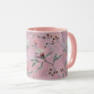 Roze & Witte Tulpen Anemonen Patroon Mok