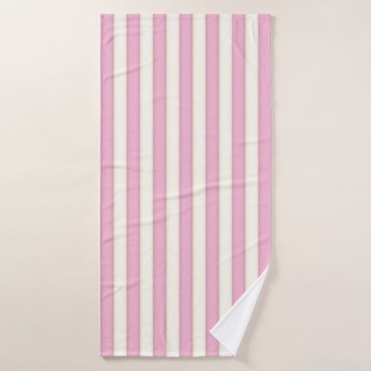 Roze & Witte Victoriaans Strepen Cottage Style Gif Badhanddoek (Badhanddoek)