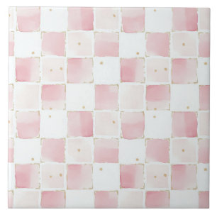 Roze witte vierkanten tegeltje