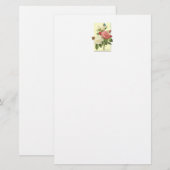 Roze witte Vintage Botanische Rozen Briefpapier (Voorkant / Achterkant)