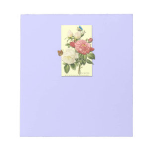 Roze Witte Vintage Botanische Rozen Notitieblok