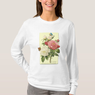 Roze witte Vintage Botanische Rozen T-shirt