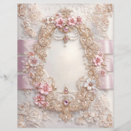 Roze Witte Vintage Junk Journal Scrapbook Papier