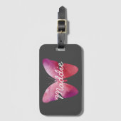 Roze witte vlinder bagagelabel (Voorkant (verticaal))