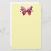 Roze witte vlinder briefpapier (Voorkant / Achterkant)