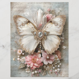 Roze Witte Vlinder Junk Journal Scrapbook Papier
