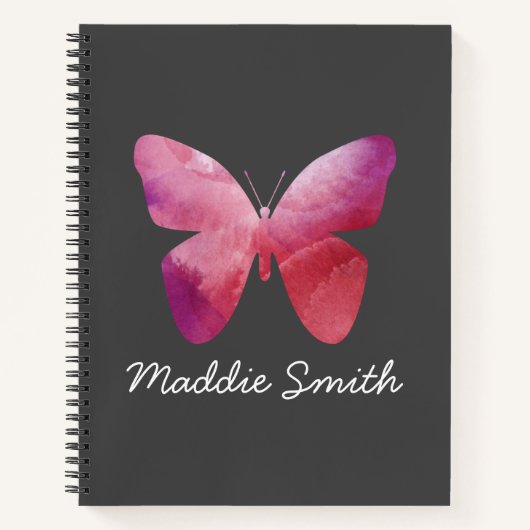 Roze witte vlinder notitieboek (Voorkant)