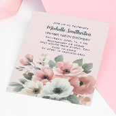 Roze Witte Waterverf Bloemen 100ste Verjaardag Kaart