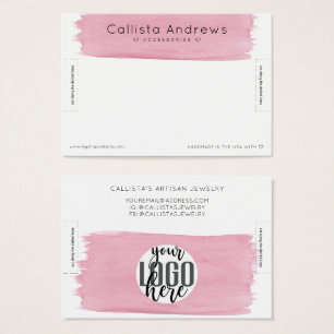 Roze, witte Waterverf, borstelplaatjes Visitekaartje