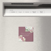 Roze & Witte Waterverf Hortensia Bloemen op Blozen Magneet (Insitu (Vaatwasser))