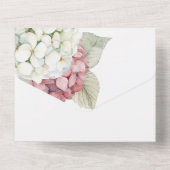 Roze & Witte Waterverf Hydrangea Flowers All In One Uitnodiging (Achterkant)