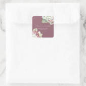 Roze & Witte Waterverf Hydrangea Flowers op Blush Vierkante Sticker (Tas)