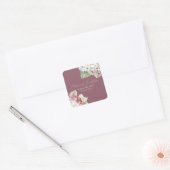 Roze & Witte Waterverf Hydrangea Flowers op Blush Vierkante Sticker (Envelop)