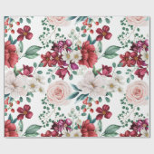 Roze witte Waterverf Peonies Daisies Cadeaupapier (Vlak)