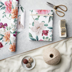 Roze witte Waterverf pony's Cadeaupapier