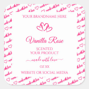 Roze witte Word Cloud Lijst Product Labels harten