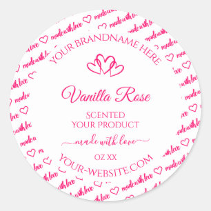 Roze witte Word Cloud Lijst Product Labels harten