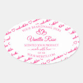 Roze witte Word Cloud Lijst Product Labels harten (Voorkant)