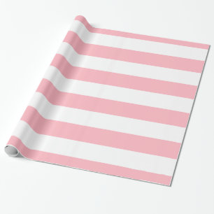 Roze, Witte XL Strepen Patroon Cadeaupapier