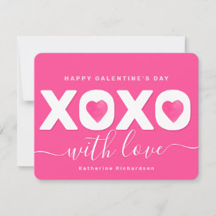 Roze Witte "XOXO" Elegante Galentine's Day Feestdagenkaart