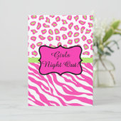 Roze witte Zebra leopard Girls Night Out Kaart (Staand voorkant)