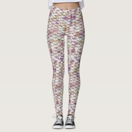 Roze witte Zeemeermin Afdrukken Leggings