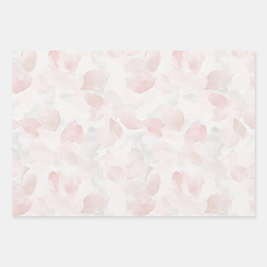 Roze Witte Zilveren Glitter Rozenblaadjes Bruiloft Inpakpapier Vel (Voorkant 3)