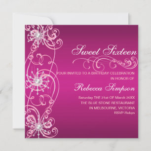 Roze & Witte Zoete Verjaardag 16 van de Sneeuwvlok Kaart