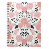 Roze, witte, zwarte, blauwe en gele elegante Flora Notitieboek (Voorkant)